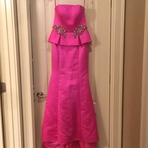 Ashley Lauren  pink peplum long formal